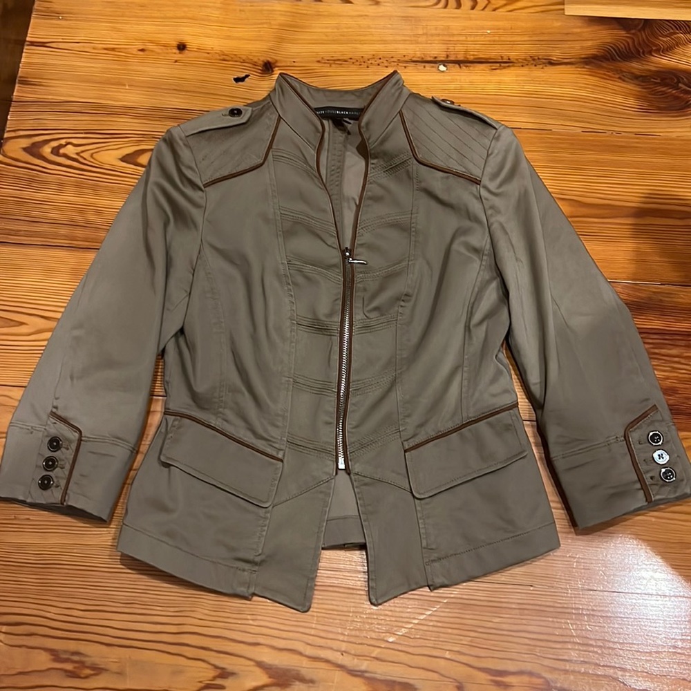 White House Black Market - brown zip up light jacket. Size 4